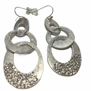 Rain hammered Silver tone dangle earrings